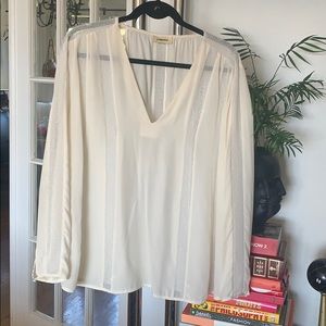 L’agence white silk net inset top